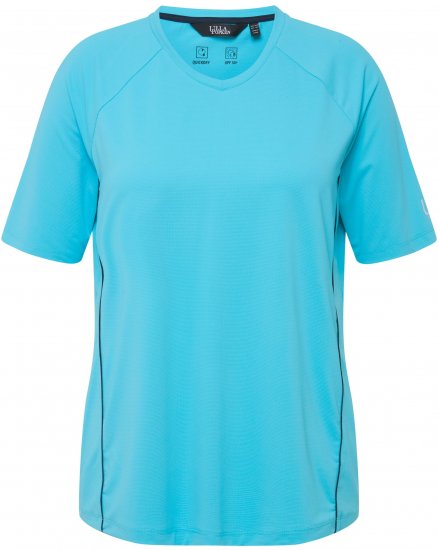 Ulla Popken Piping Accent Functional UVP 50+ Stretch Knit Top Bright Turquoise - Tričká - 