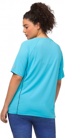 Ulla Popken Piping Accent Functional UVP 50+ Stretch Knit Top Bright Turquoise - Tričká - 