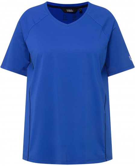 Ulla Popken Piping Accent Functional UVP 50+ Stretch Knit Top Royal Blue - Tričká - 