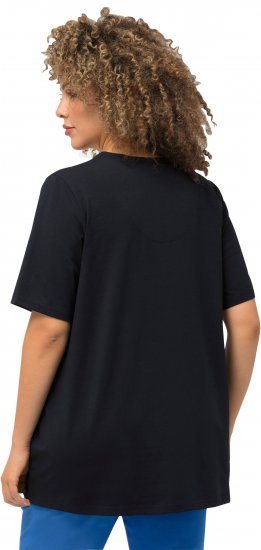 Ulla Popken Essential Notch Neck Stretch Tee Navy Blue - Tričká - 