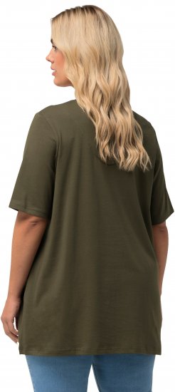 Ulla Popken Essential Notch Neck Stretch Tee Forest Green - Tričká - 