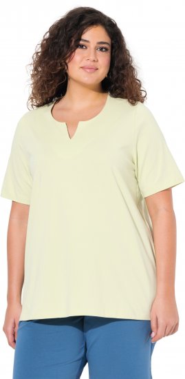 Ulla Popken Essential Notch Neck Stretch Tee Pistachio - Tričká - 