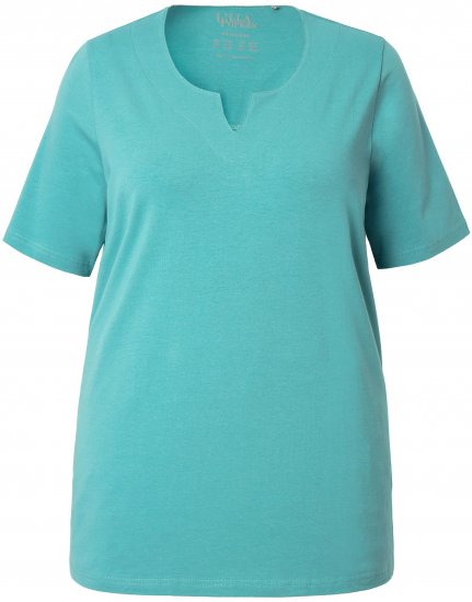 Ulla Popken Essential Notch Neck Stretch Tee Pale Green - Tričká - 