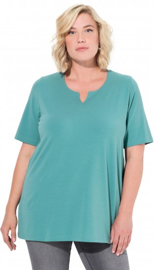 Ulla Popken Essential Notch Neck Stretch Tee Pale Green - Tričká - 