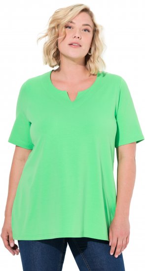 Ulla Popken Essential Notch Neck Stretch Tee Mint Green - Tričká - 