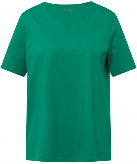 Ulla Popken Essential Notch Neck Stretch Tee Emerald Green - Tričká - 