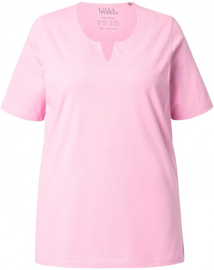 Ulla Popken Essential Notch Neck Stretch Tee Pink - Tričká - 