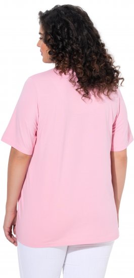 Ulla Popken Essential Notch Neck Stretch Tee Pink - Tričká - 