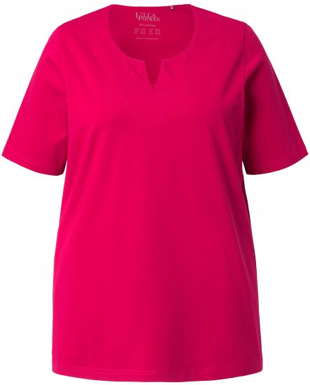 Ulla Popken Essential Notch Neck Stretch Tee Dark Raspberry - Tričká - 