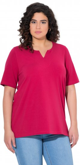 Ulla Popken Essential Notch Neck Stretch Tee Dark Raspberry - Tričká - 