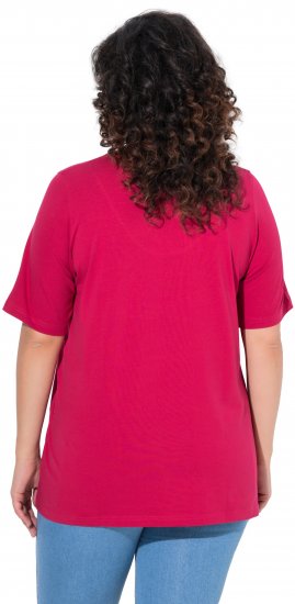 Ulla Popken Essential Notch Neck Stretch Tee Dark Raspberry - Tričká - 