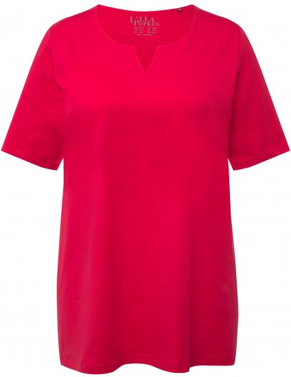 Ulla Popken Essential Notch Neck Stretch Tee Red - Tričká - 