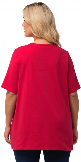 Ulla Popken Essential Notch Neck Stretch Tee Red - Tričká - 