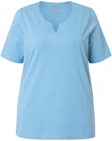 Ulla Popken Essential Notch Neck Stretch Tee Light Teal - Tričká - 
