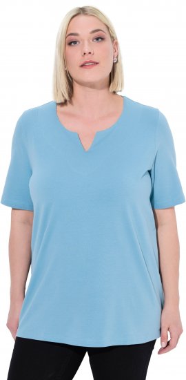 Ulla Popken Essential Notch Neck Stretch Tee Light Teal - Tričká - 