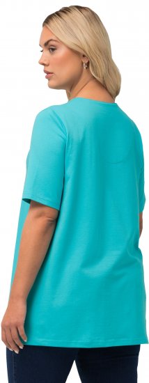 Ulla Popken Essential Notch Neck Stretch Tee Deep Aqua - Tričká - 