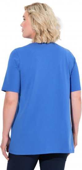 Ulla Popken Essential Notch Neck Stretch Tee Peacock Blue - Tričká - 