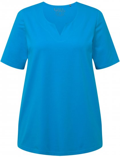 Ulla Popken Essential Notch Neck Stretch Tee Sapphire Blue - Tričká - 