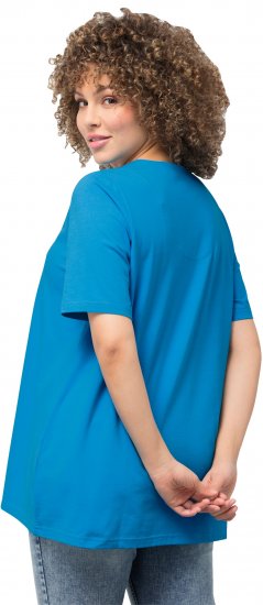 Ulla Popken Essential Notch Neck Stretch Tee Sapphire Blue - Tričká - 