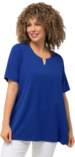 Ulla Popken Essential Notch Neck Stretch Tee Cobalt Blue - Tričká - 