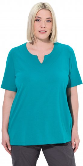 Ulla Popken Essential Notch Neck Stretch Tee Teal - Tričká - 
