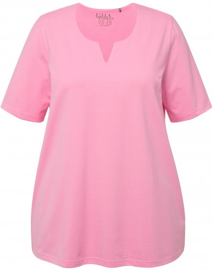 Ulla Popken Essential Notch Neck Stretch Tee Light Pink - Tričká - 