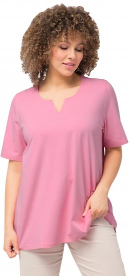 Ulla Popken Essential Notch Neck Stretch Tee Light Pink - Tričká - 