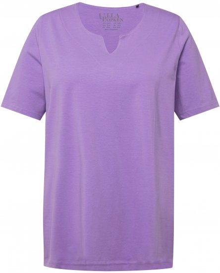Ulla Popken Essential Notch Neck Stretch Tee Pale Lilac - Tričká - 