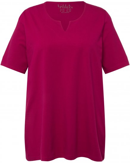 Ulla Popken Essential Notch Neck Stretch Tee Magnolia Red - Tričká - 