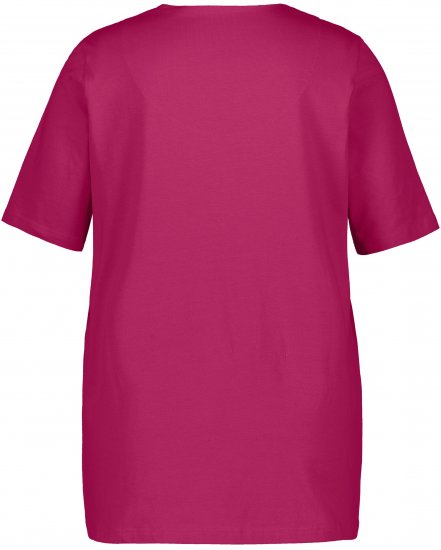 Ulla Popken Essential Notch Neck Stretch Tee Magnolia Red - Tričká - 