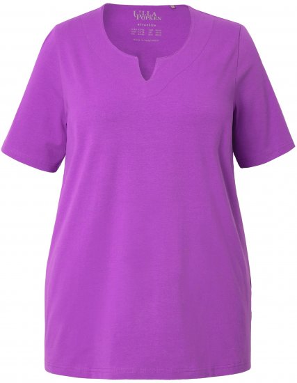 Ulla Popken Essential Notch Neck Stretch Tee Purple - Tričká - 