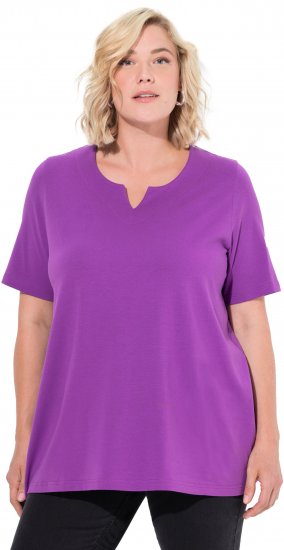 Ulla Popken Essential Notch Neck Stretch Tee Purple - Tričká - 