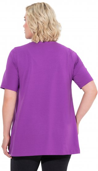 Ulla Popken Essential Notch Neck Stretch Tee Purple - Tričká - 