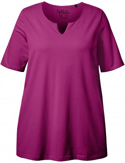 Ulla Popken Essential Notch Neck Stretch Tee Berry - Tričká - 