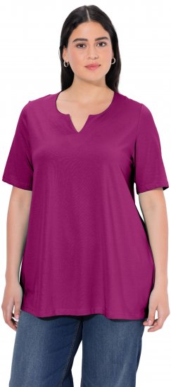 Ulla Popken Essential Notch Neck Stretch Tee Berry - Tričká - 
