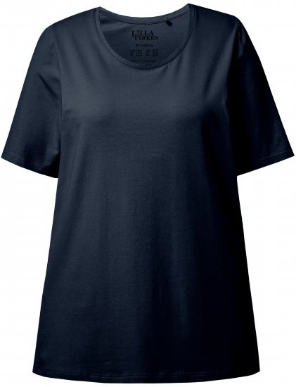 Ulla Popken Essential Round Neck Stretch Tee Navy Blue - Tričká - 