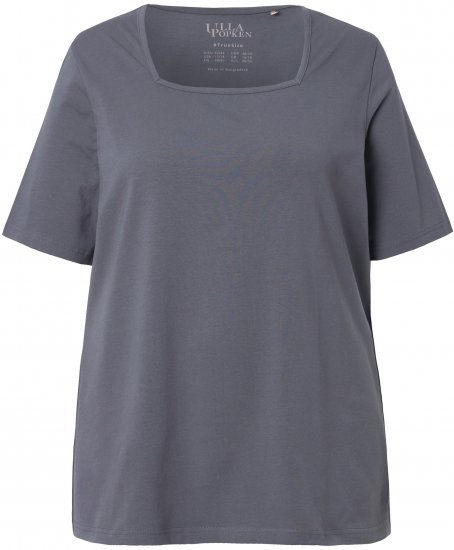 Ulla Popken Essential Square Neck Stretch Tee Graphite Grey - Tričká - 