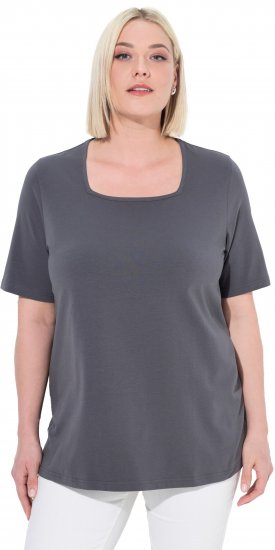 Ulla Popken Essential Square Neck Stretch Tee Graphite Grey - Tričká - 