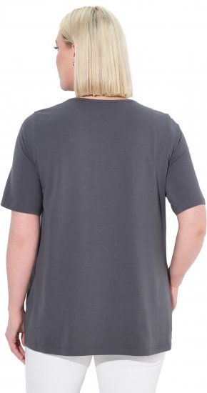Ulla Popken Essential Square Neck Stretch Tee Graphite Grey - Tričká - 