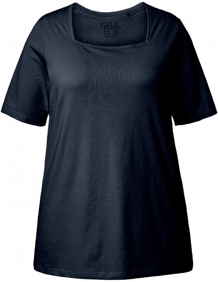 Ulla Popken Essential Square Neck Stretch Tee Navy Blue - Tričká - 