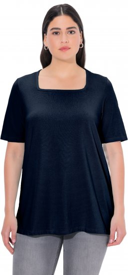 Ulla Popken Essential Square Neck Stretch Tee Navy Blue - Tričká - 