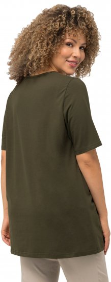 Ulla Popken Essential Square Neck Stretch Tee Forest Green - Tričká - 