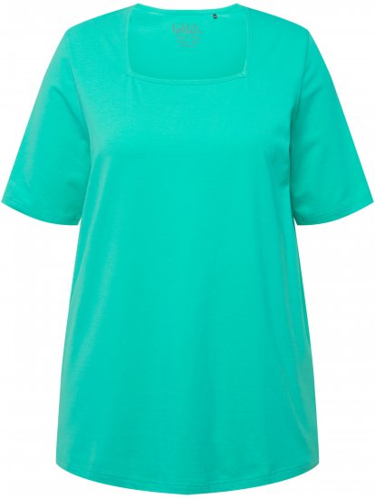 Ulla Popken Essential Square Neck Stretch Tee Turquoise Green - Tričká - 