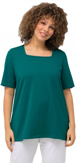 Ulla Popken Essential Square Neck Stretch Tee Emerald - Tričká - 