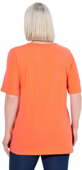 Ulla Popken Essential Square Neck Stretch Tee Coral Pink - Tričká - 