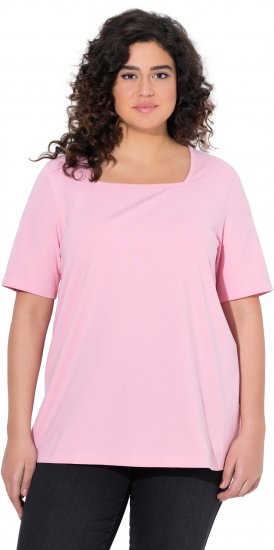 Ulla Popken Essential Square Neck Stretch Tee Pink - Tričká - 