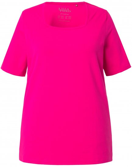 Ulla Popken Essential Square Neck Stretch Tee Magenta Pink - Tričká - 