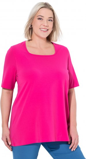 Ulla Popken Essential Square Neck Stretch Tee Magenta Pink - Tričká - 