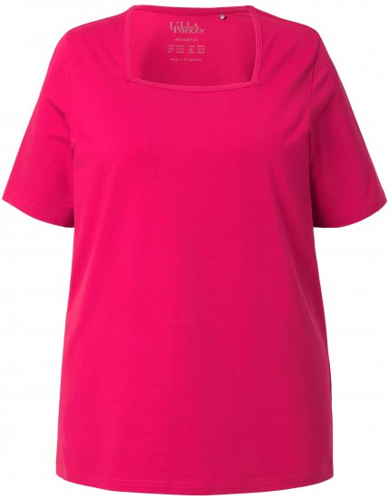 Ulla Popken Essential Square Neck Stretch Tee Dark Raspberry - Tričká - 