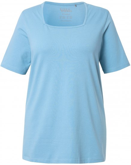 Ulla Popken Essential Square Neck Stretch Tee Light Teal - Tričká - 